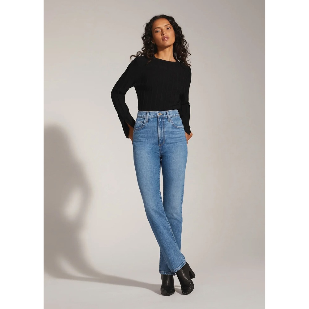 Favorite Daughter The Valentina High Rise Straight Leg Jeans Blue Denim
